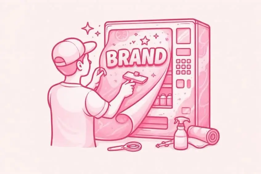 Digital advertising screen inside a Pink in Public smart retail cabinet